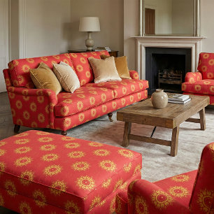 Classic Red and Gult Decorative Mönster Tyg