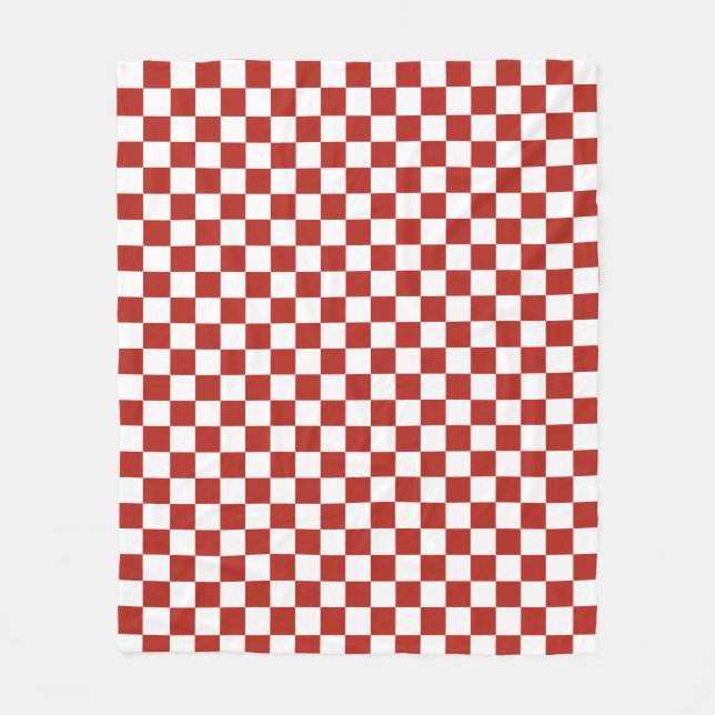 Classic Red and White Checkerboard Fleecefilt (Framsidan)