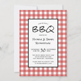 Classic Red and White Gingham BBQ Picnic Party Inbjudningar