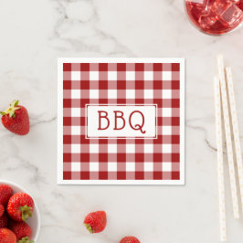 Classic Red and White Gingham Mönster BBQ Party Pappersservett