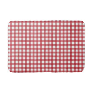 Classic Red and White Gingham Play Patterned Badrumsmatta