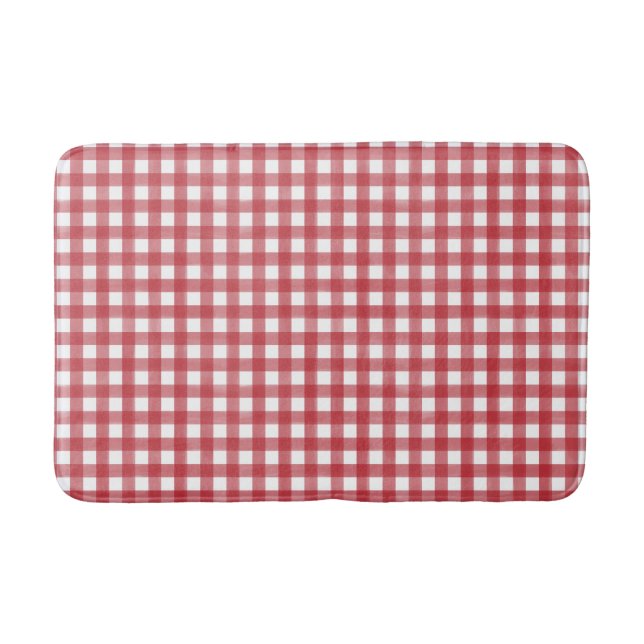 Classic Red and White Gingham Play Patterned Badrumsmatta (Framsidan)