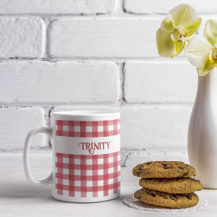 Classic Red and White Gingham Play Personlig Kaffemugg