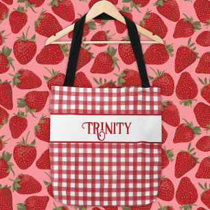 Classic Red and White Gingham Play Personlig Tygkasse