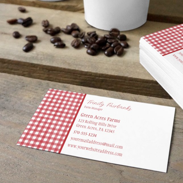 Classic Red and White Gingham Play Visitkort (Skapare uppladdad)