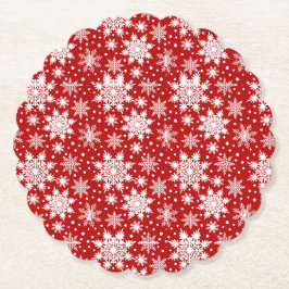Classic Red and White Snowflake Seamless Mönster Underlägg Papper