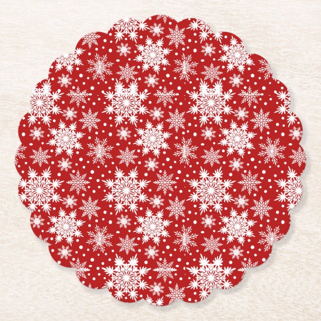 Classic Red and White Snowflake Seamless Mönster Underlägg Papper (Framsida)