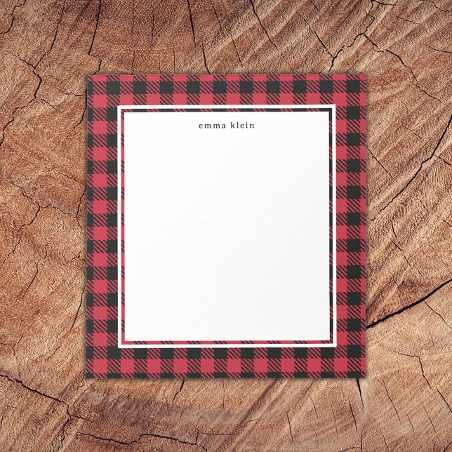 Classic Red Black Buffalo Play Tartan Namn Anteckningsblock (Skapare uppladdad)