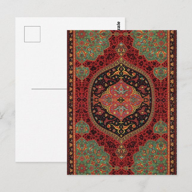 Classic Red Black & Grönt,Persian Matta Carpet Vykort (Fram/baksida)