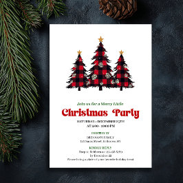 Classic Red Black Plaid Holiday Party Printable Inbjudningar