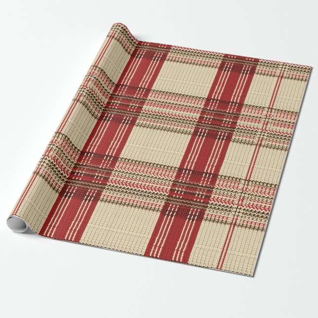 Classic Red & Black Tartan Play - Rustic Woven 2 Presentpapper (Utrullad)