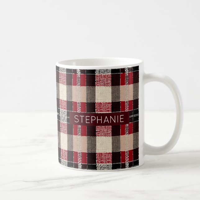 Classic Red & Black Tartan Play - Rustic Woven Kaffemugg (Höger)