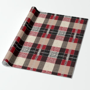 Classic Red & Black Tartan Play - Rustic Woven Presentpapper