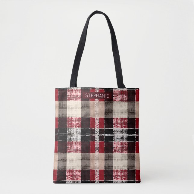 Classic Red & Black Tartan Play - Rustic Woven Tygkasse (Framsida)