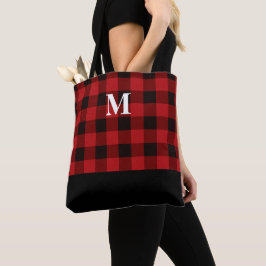 Classic Red Buffalo Play Monogram Tote Bag Tygkasse