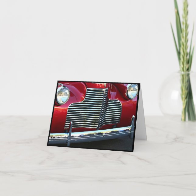 Classic Red Car Notecard Kort (Framsida)