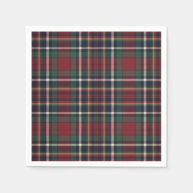 Classic Red Dark Blue Green Plaid Pattern Pappersservett (Framsidan)