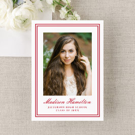 Classic Red Double Border Photo Graduation Meddelande