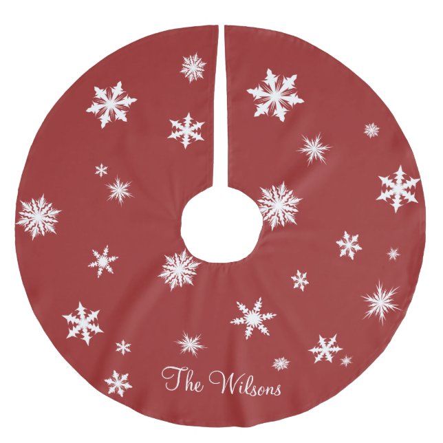 Classic Red Family Träd Skirt Julgransmatta Borstad Polyester (Framsidan)