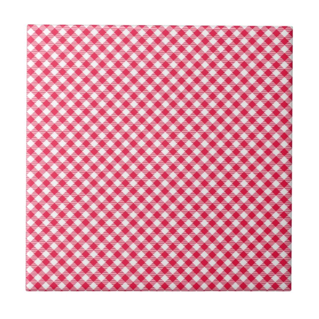Classic Red Gingham Land Mönster Kakelplatta (Framsidan)