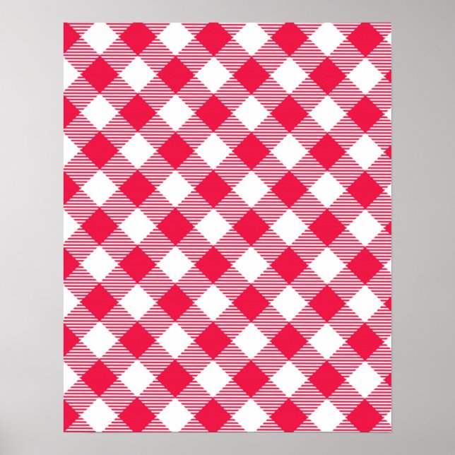Classic Red Gingham Land Mönster Poster (Framsidan)