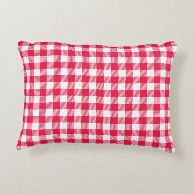 Classic Red Gingham Land Mönster Prydnadskudde (Baksidan)