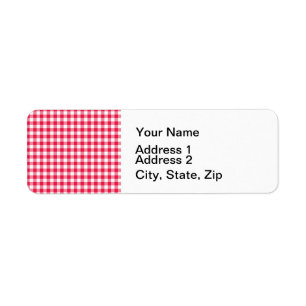 Classic Red Gingham Land Mönster Returadress Etikett