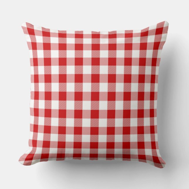 Classic Red Gingham Mönster Dekorativ kudde (Framsida)