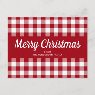 Classic Red Gingham Play-jul Vykort