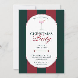 Classic red green stripe Christmas Invitation Inbjudningar
