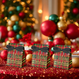Classic Red & Green Tartan “Merry Christmas” Favor Presentaskar