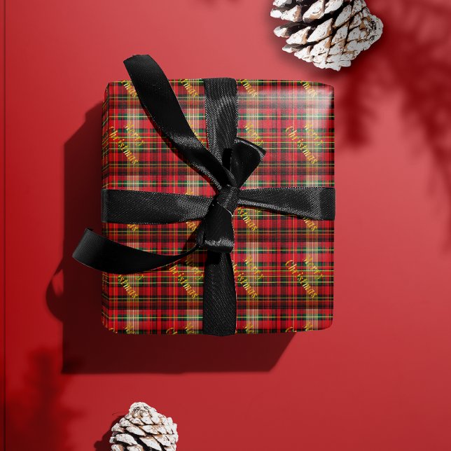 Classic Red & Grönt Tartan Play God jul Presentpapper (Elegant Red and Gold Tartan Christmas Gift Wrap)