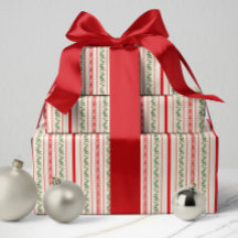 Classic Red & Grönt Vintage Cottage Rand Blommigt