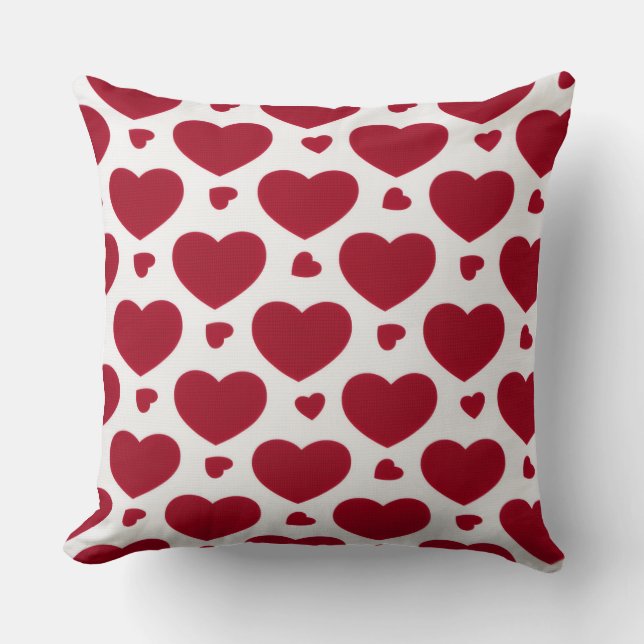 Classic Red Heart Pattern Cotton Throw Pillow Kudde (Framsida)