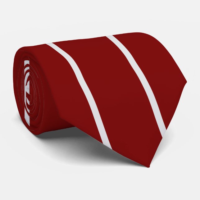 Classic Red Maroon White Striped  Neck Tie  Slips (Rullad)