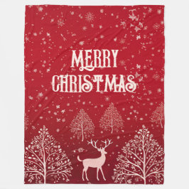 Classic Red Merry Christmas Winter Fleecefilt