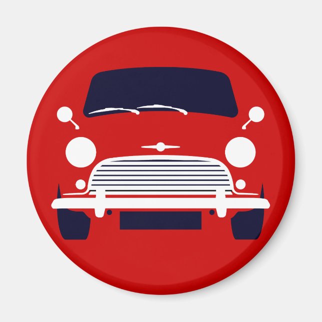 Classic Red Morris Mini Cooper Magnet (Framsidan)