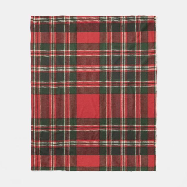 Classic Red och Grönt Tartan Mönster Fleecefilt (Framsidan)