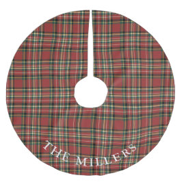 Classic Red Plaid Christmas Personalized Holiday Julgransmatta Borstad Polyester