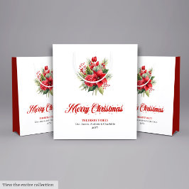 Classic Red Poinsettia Merry Christmas Holiday Bag