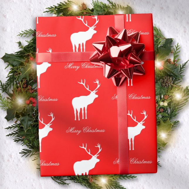 Classic Red Reindeer Elegant Christmas  Presentpapper (Skapare uppladdad)