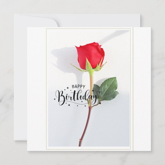 Classic Red Rose Birthday Flat Greeting Card Kort (Framsida)