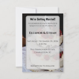 Classic Red Rose Wedding Cake Topper Elegant  Inbjudningar