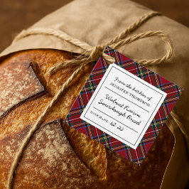 Classic Red Tartan Homemade Food Gåvor Etiketter