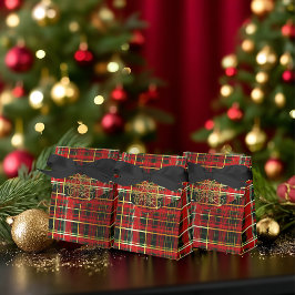Classic Red Tartan 'Merry Christmas' Favor Boxes Presentaskar