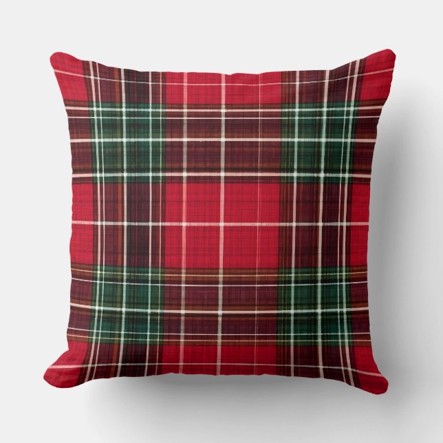 Classic Red Tartan Plaid Throw Pillow  Kudde (Framsida)