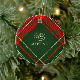Classic Red Tartan Play Namn och Photo jul Julgransprydnad Keramik