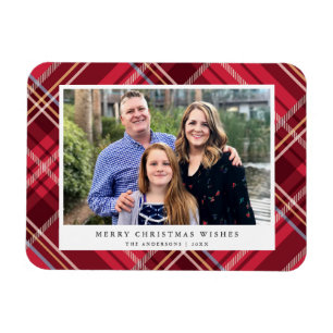 Classic Red Tartan Play Ram Helgdag Photo Magnet