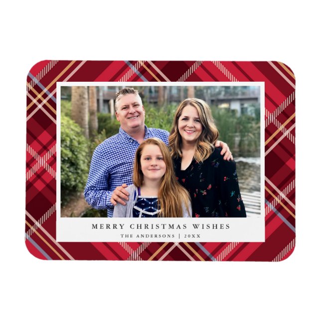 Classic Red Tartan Play Ram | Helgdag Photo Magnet (Horisontell)