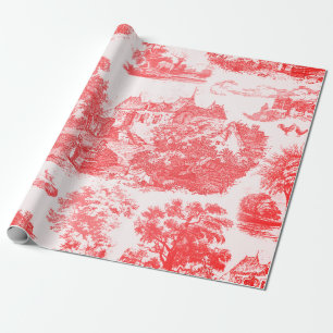 Classic Red Vintage Fransk Land Toile Presentpapper